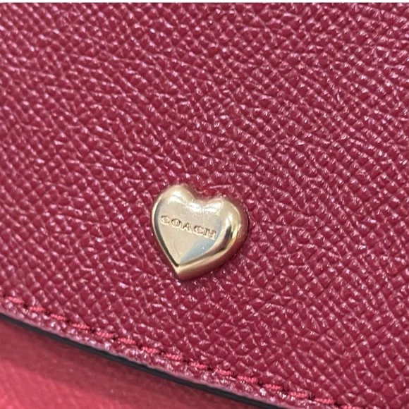 Coach Red Crossbody Bag with Gold Chain Strap. - Picture 5 of 8